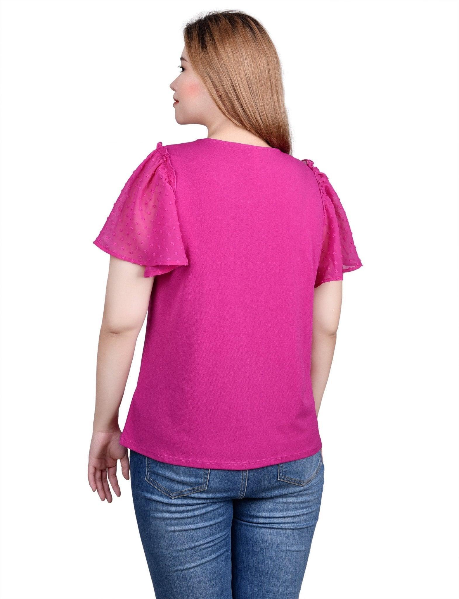 Clip Dot Flutter Sleeve Top Product Image