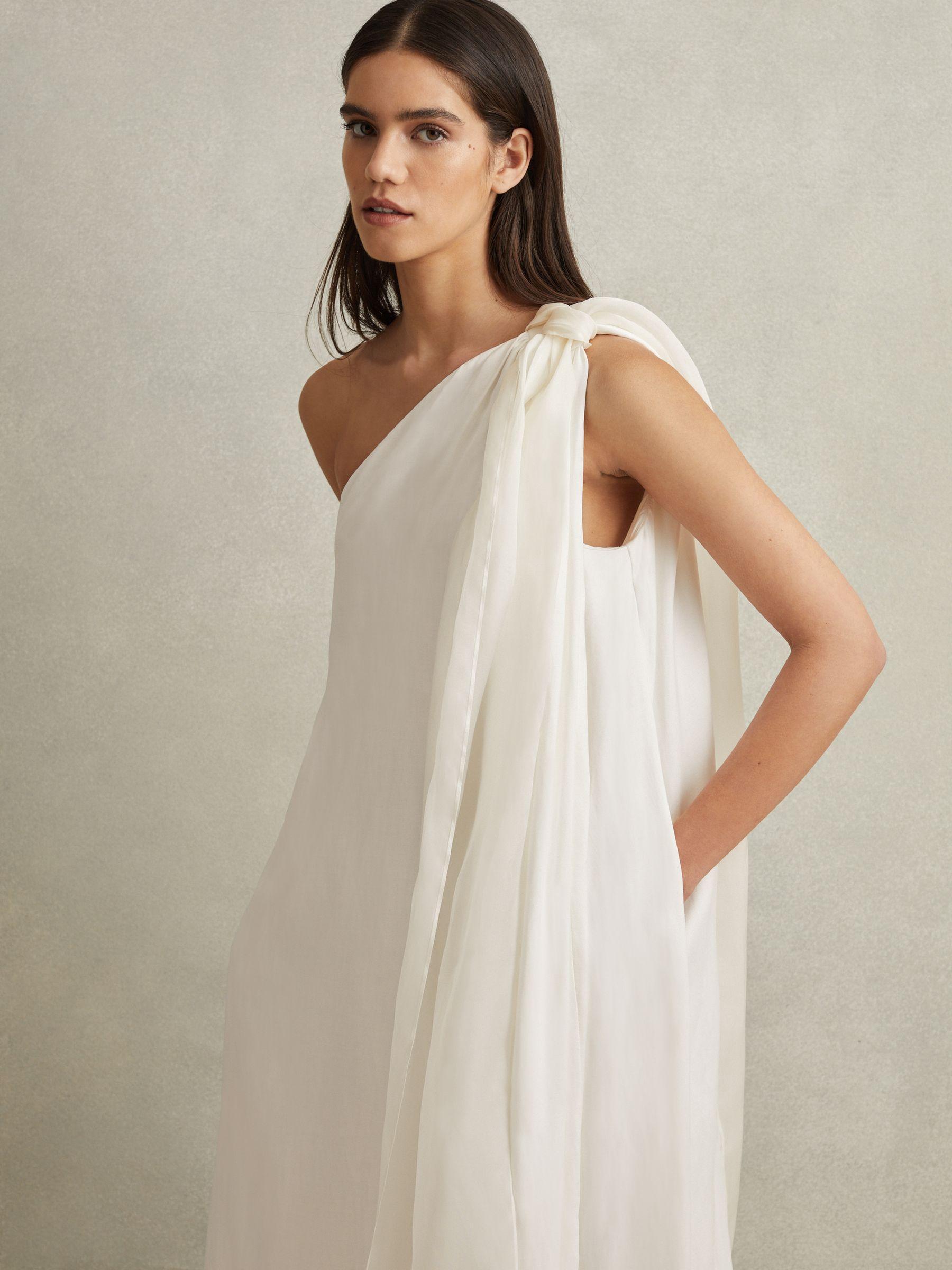 One-Shoulder Bow Maxi Dress in Ivory Product Image