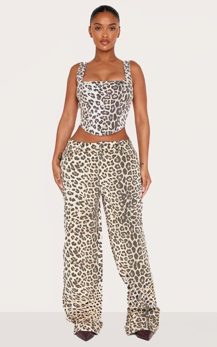 Shape Leopard Denim Wide Leg Jeans Product Image