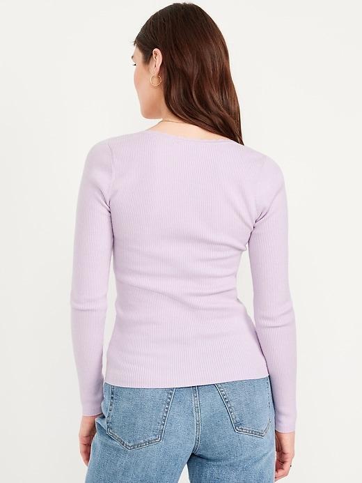 Long-Sleeve Ribbed Sweater Product Image