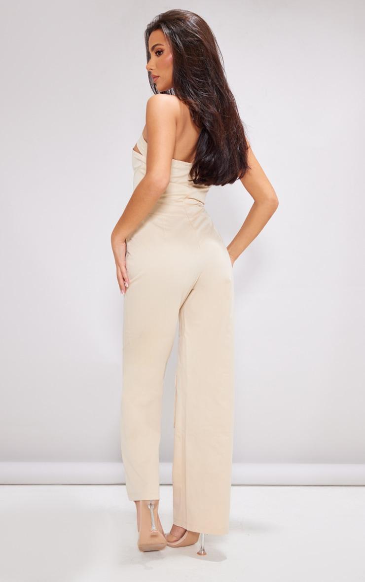 Petite Cream Corset Detail Cargo Jumpsuit Product Image