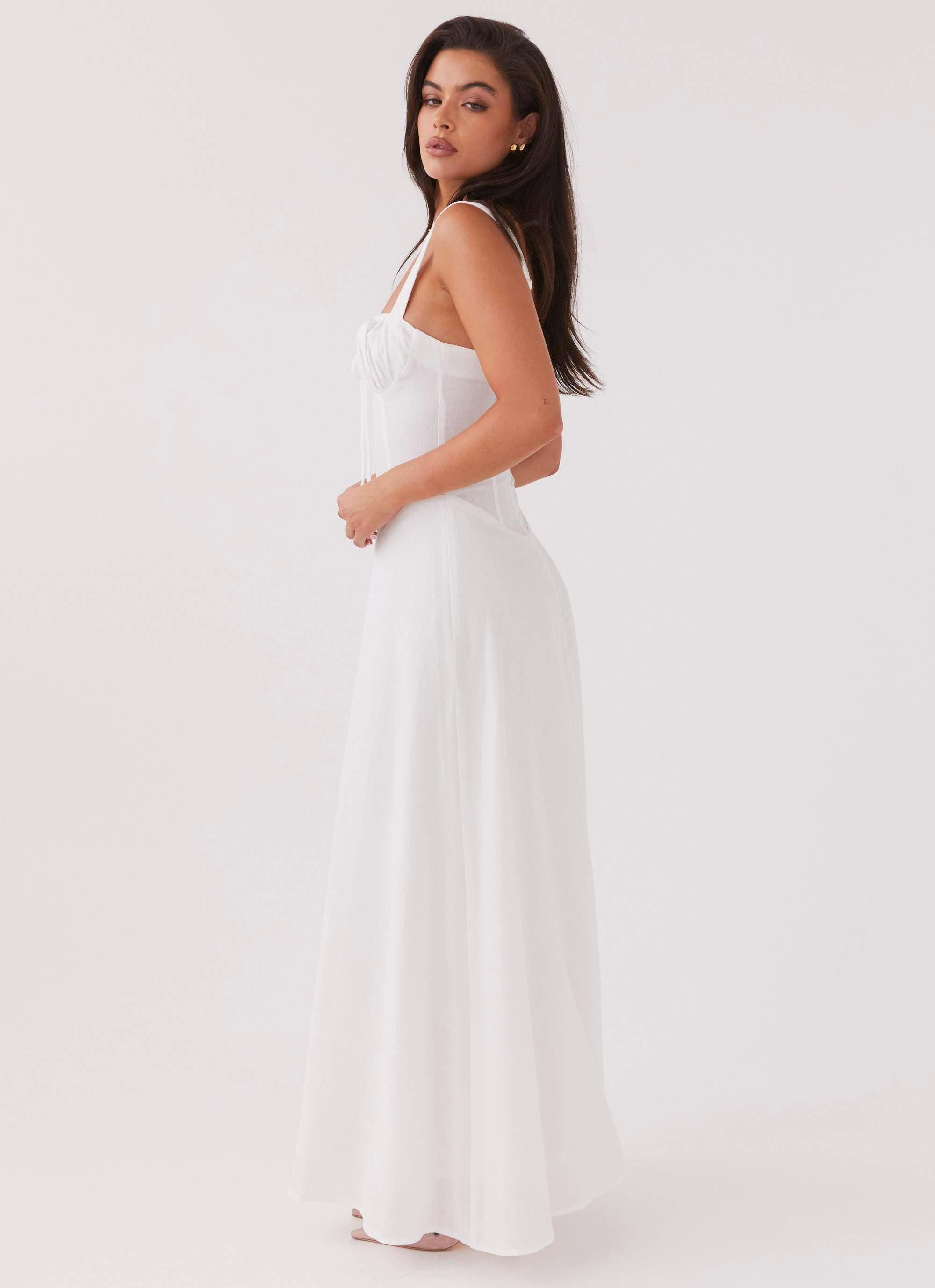 Lucie Linen Maxi Dress - White Product Image