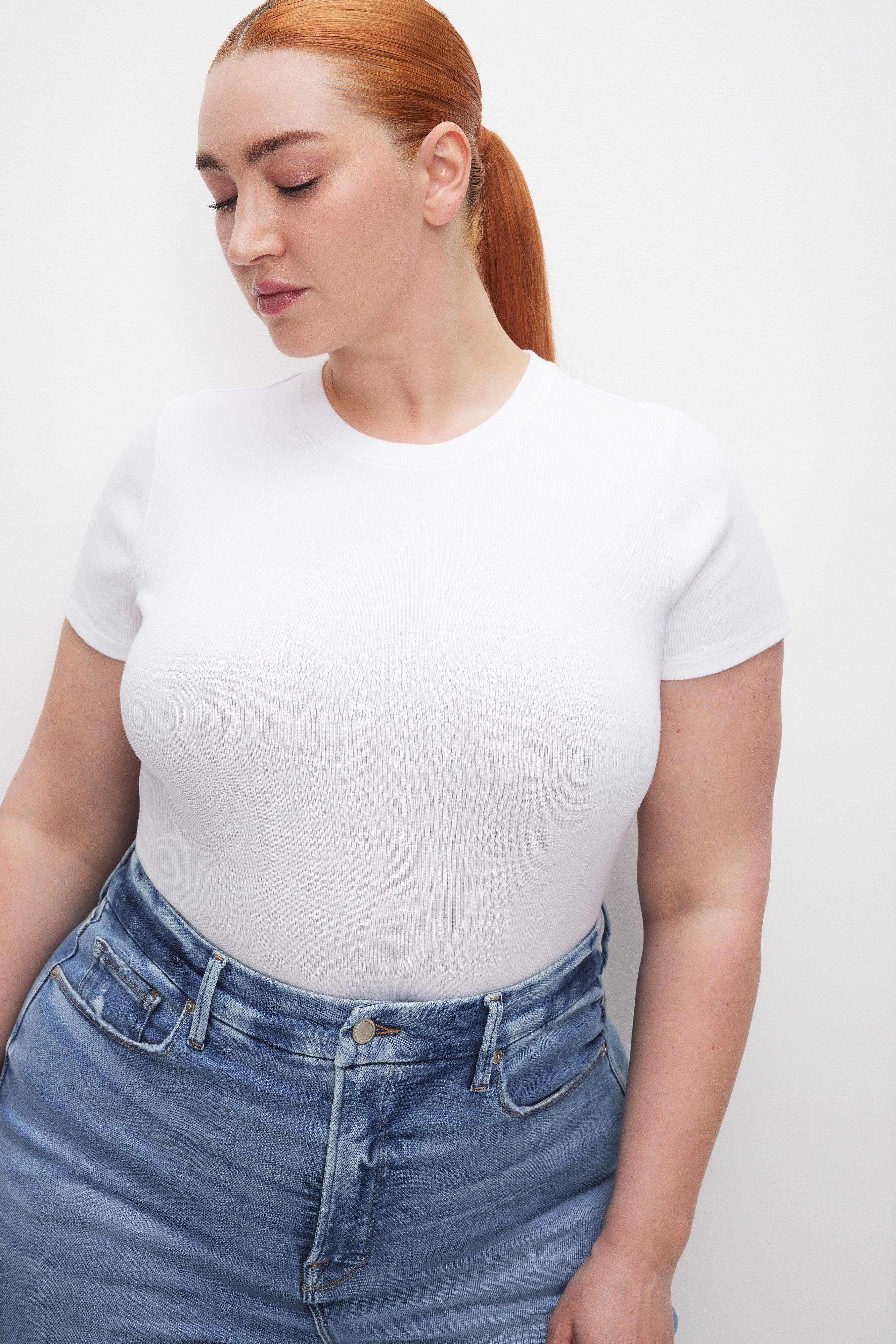 MICRO RIB COTTON TEE BODYSUIT | WHITE001 Product Image