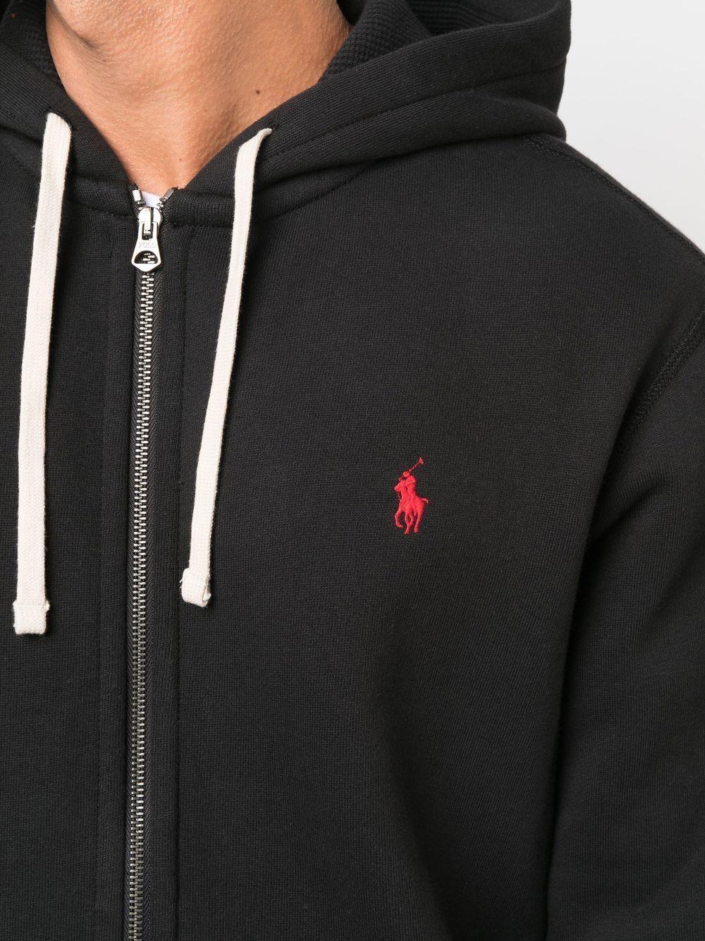 embroidered-logo zip-up hoodie  Product Image