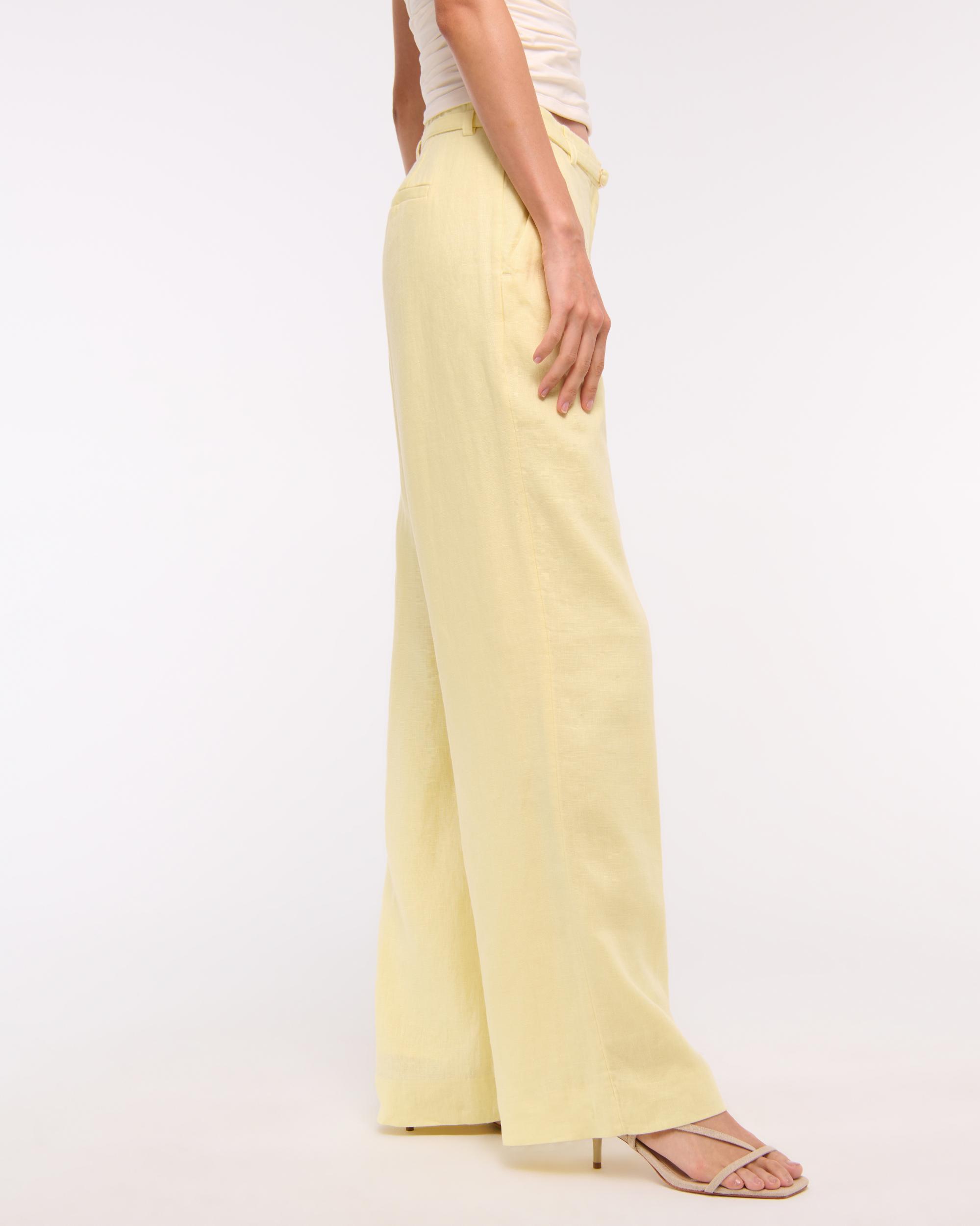 Premium Linen Belted Wide Leg Pant Product Image
