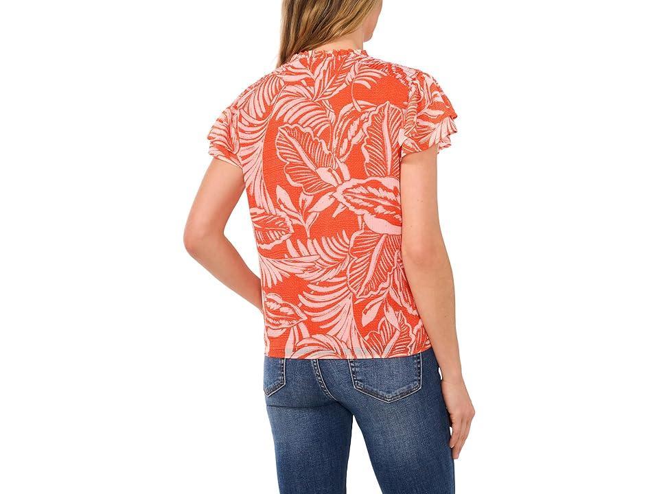 CeCe Tie Front Printed Blouse (Tigerlily) Women's Clothing Product Image