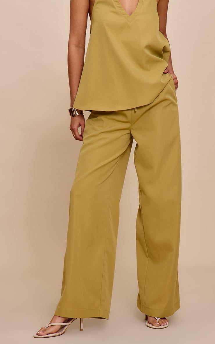  Sand Tailored Wide Leg Drawstring Pants Product Image