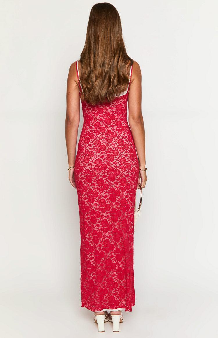 Kata Red Lace Maxi Dress Product Image