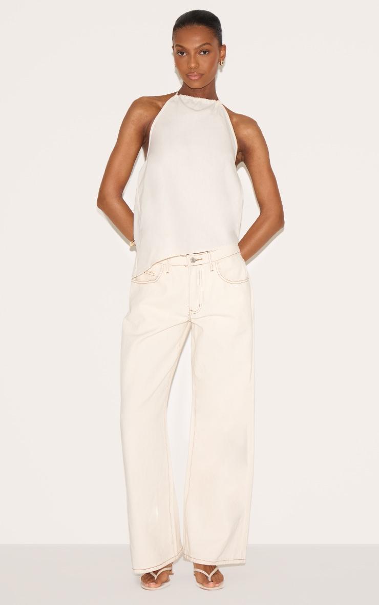  Cream  Asymmetric Hem Long Top Product Image