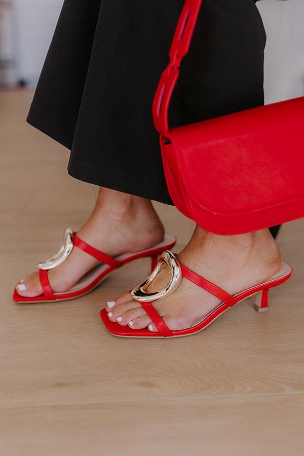 The Stella Faux Leather Heel in Red Product Image