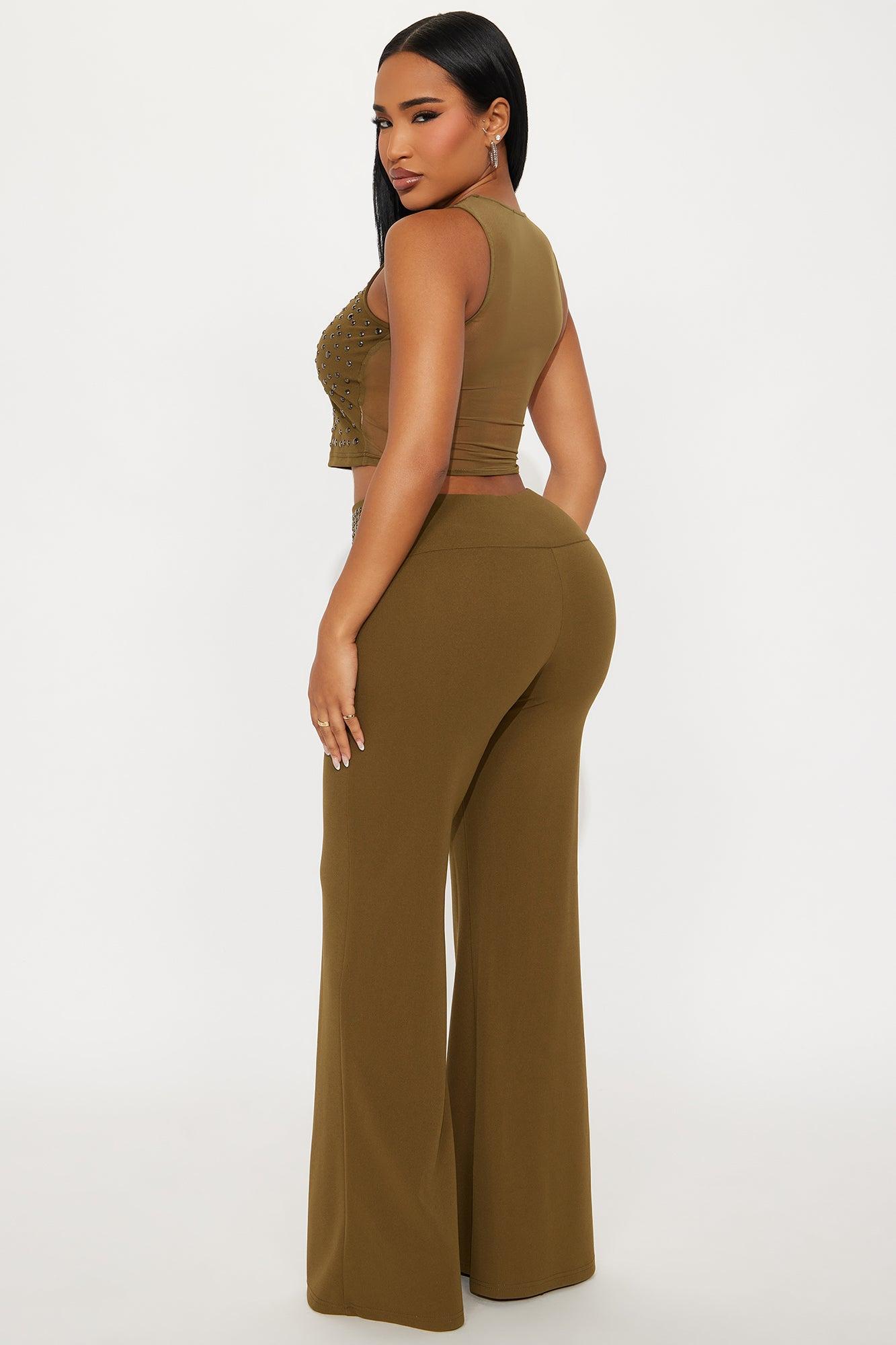 Into The Night Studded Pant Set - Olive Female Product Image