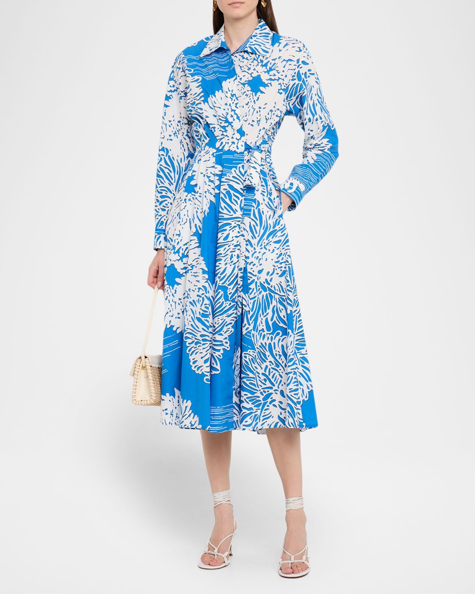 Abstract-Print Cotton Midi Wrap Shirtdress Product Image
