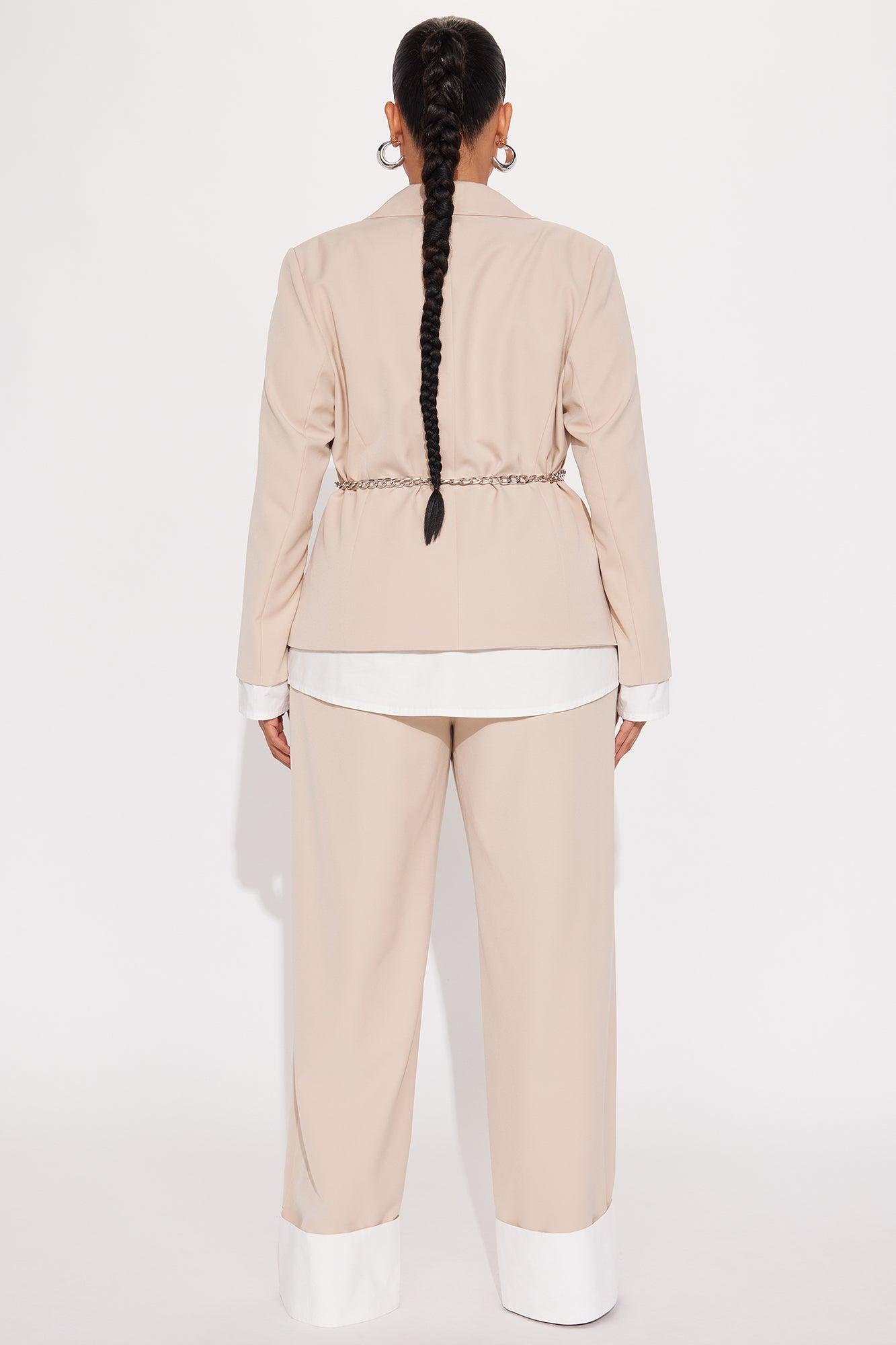 Making Moves Office Pant Set - Beige Female Product Image