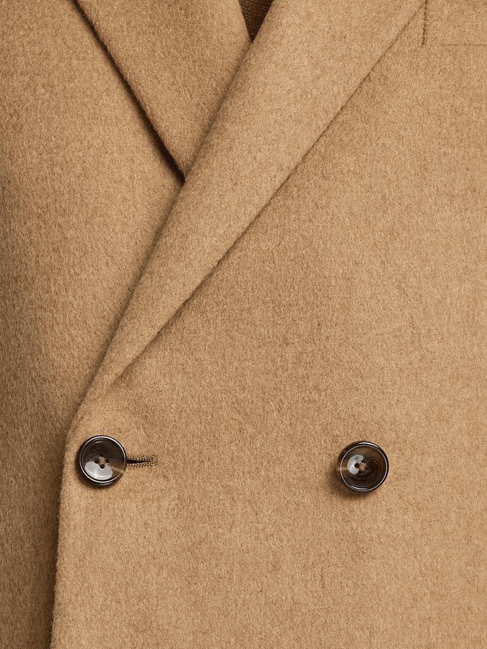 Camel Hair Double Breasted Peak Lapel Sport Coat - Camel Product Image