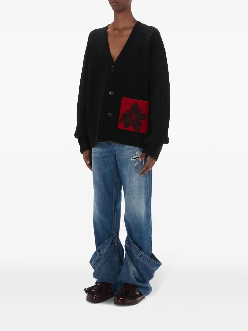 JW ANDERSON Cardigan With Patch Pocket In Black Product Image