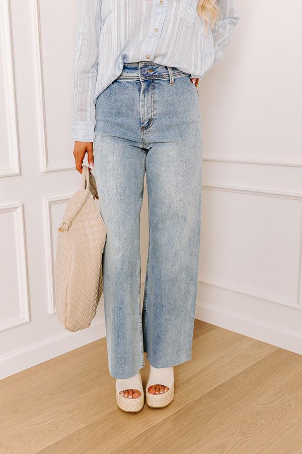 The Taron High Waist Wide Leg Pants in Medium Wash Product Image
