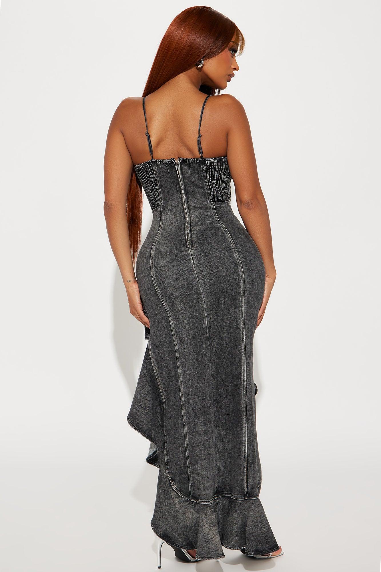 Kendall Denim Midi Dress - Black Product Image