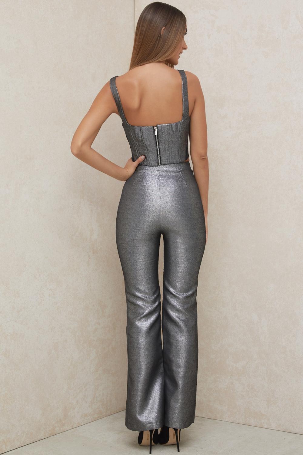 Jas Silver Kick Flare Trousers Product Image