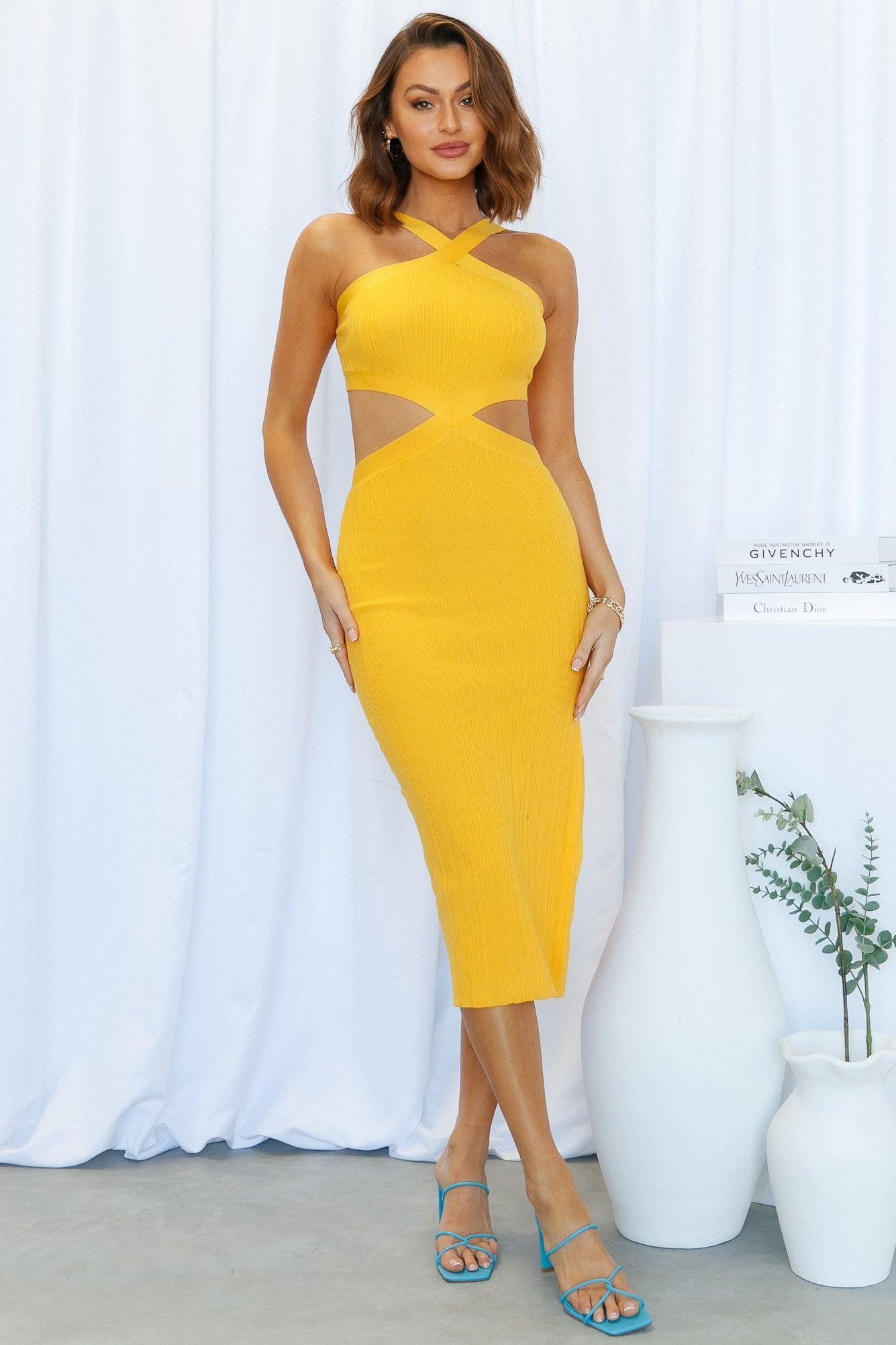 I Adore U Midi Dress Yellow Product Image