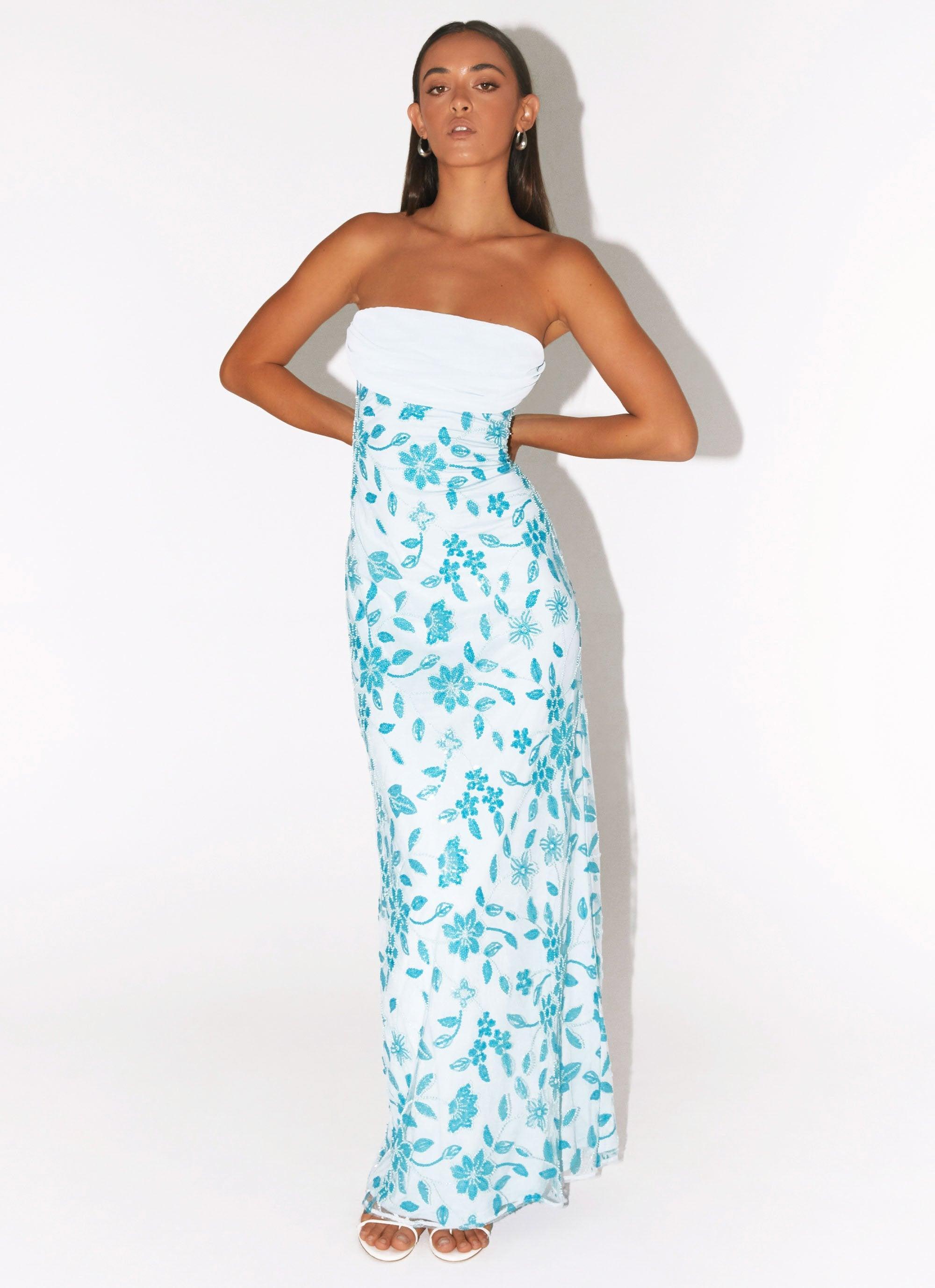 Prism Beaded Maxi Dress - Blue Product Image