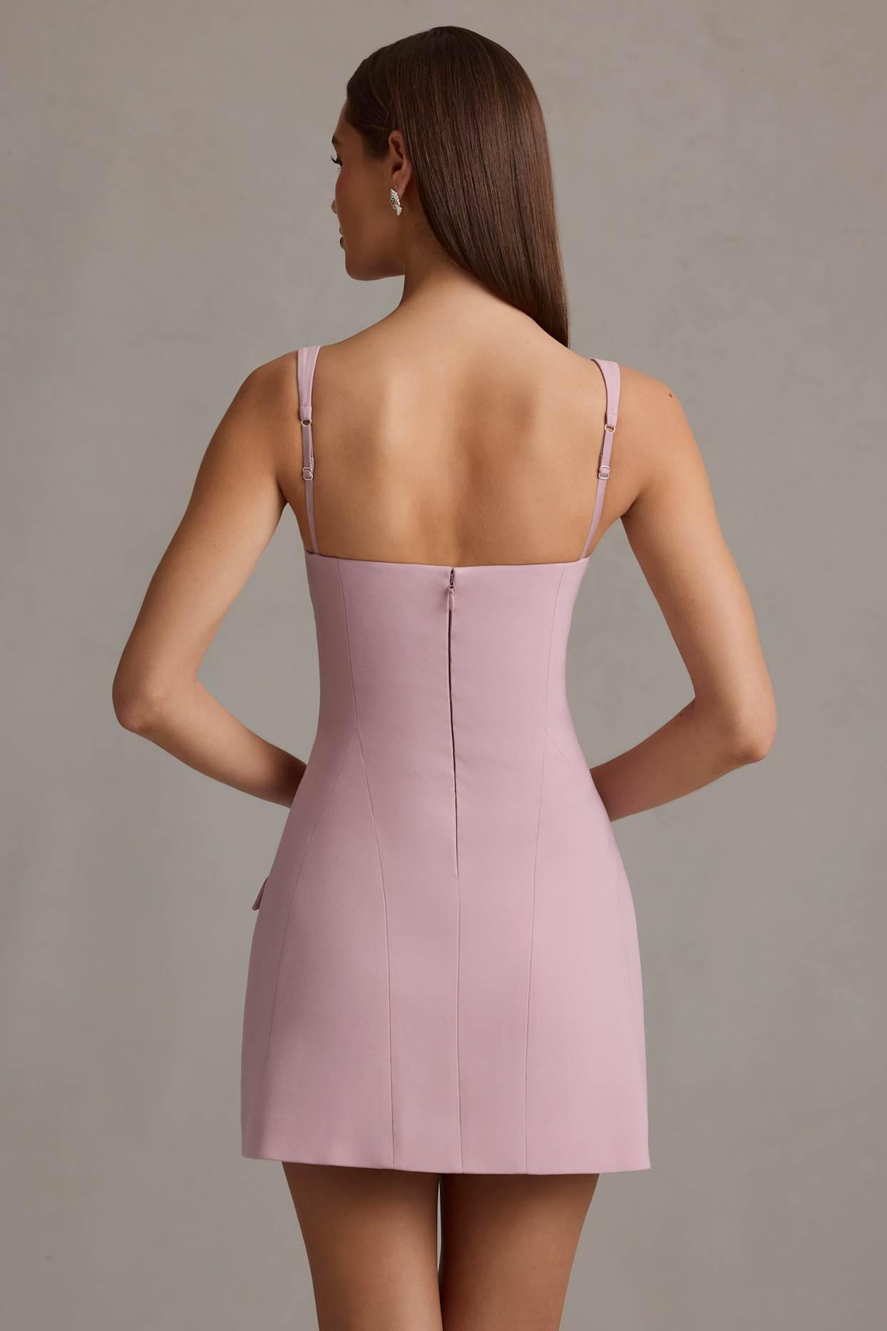 Cut-Out Structured A-Line Mini Dress in Mauve Product Image