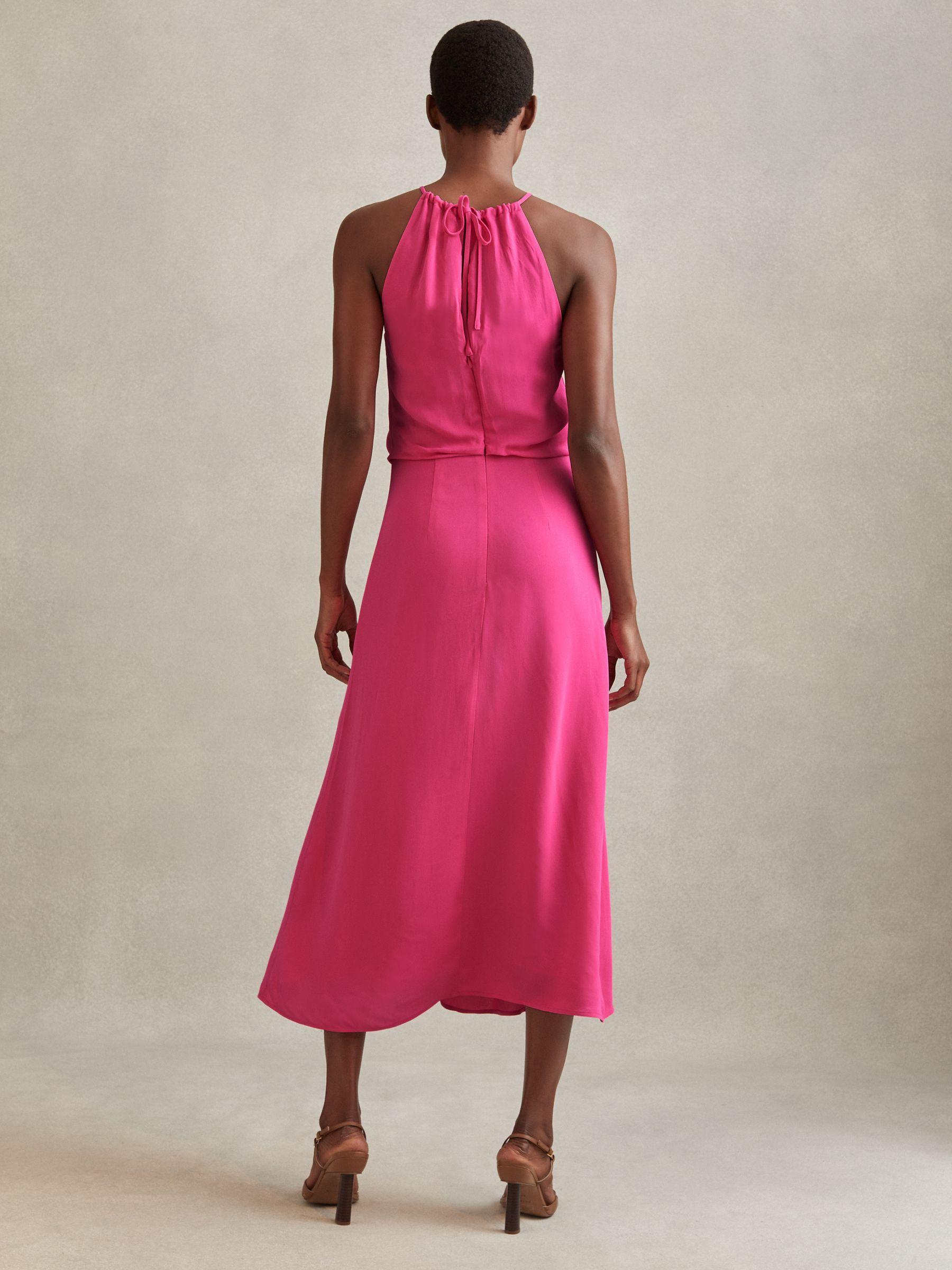 Drape Front Midi Dress in Pink Product Image