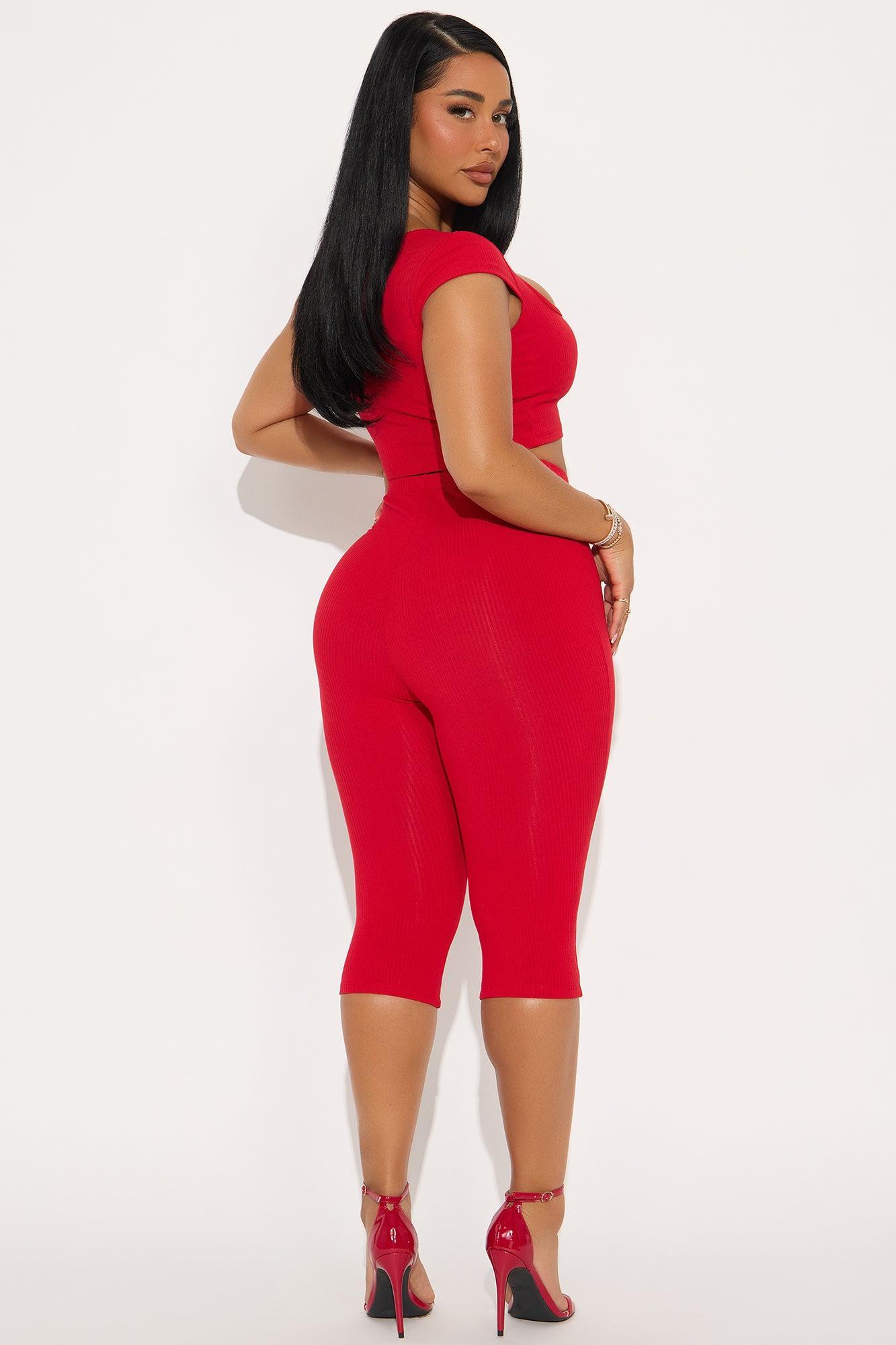 Remy Snatched Capri Pant Set - Red Female Product Image