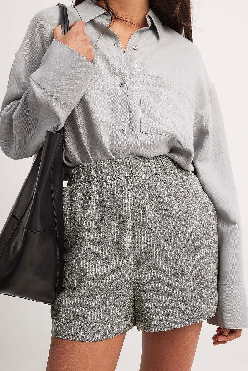 Elastic Waist Linen Blend Shorts Product Image