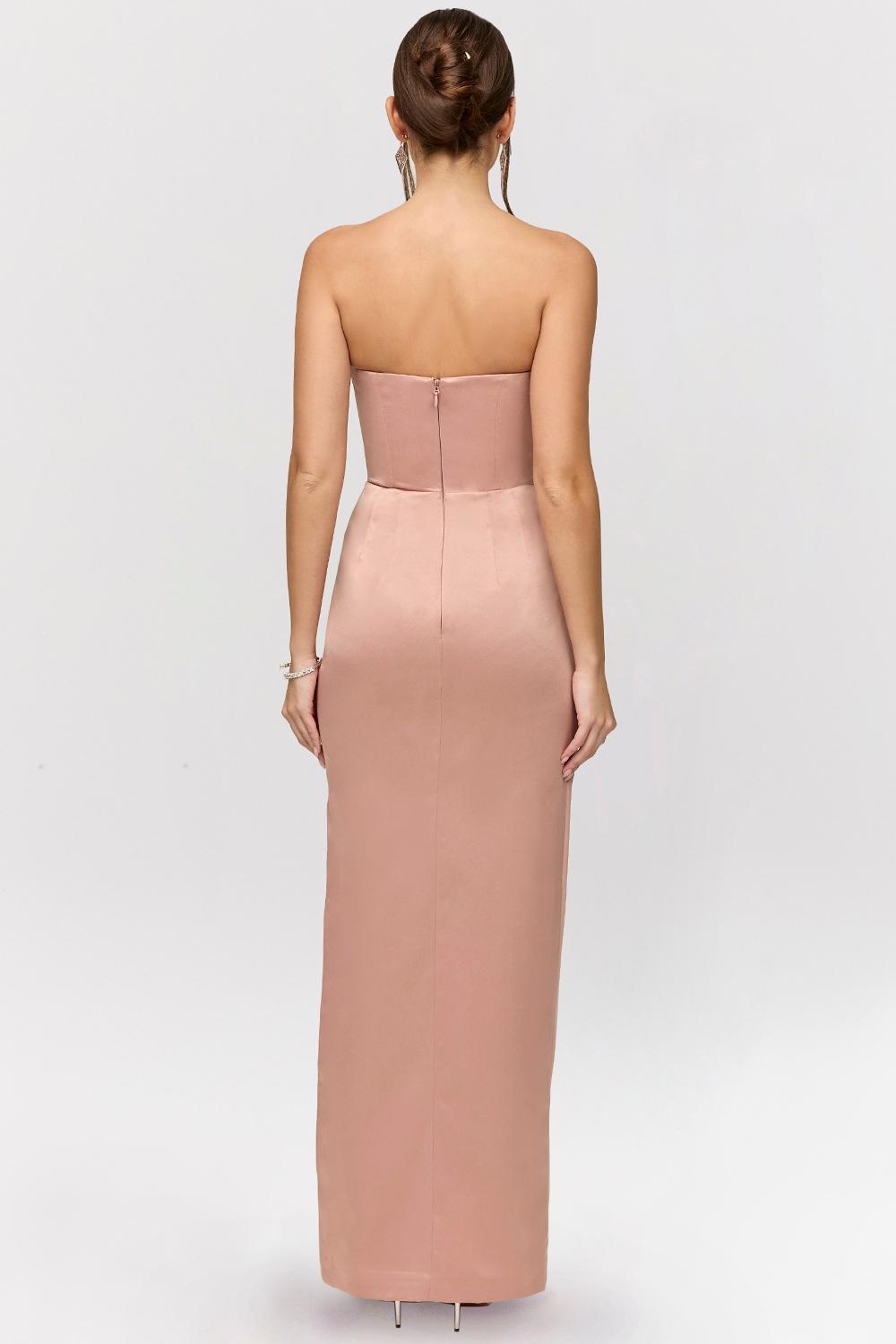 Adrienne Blush Satin Strapless Gown Product Image