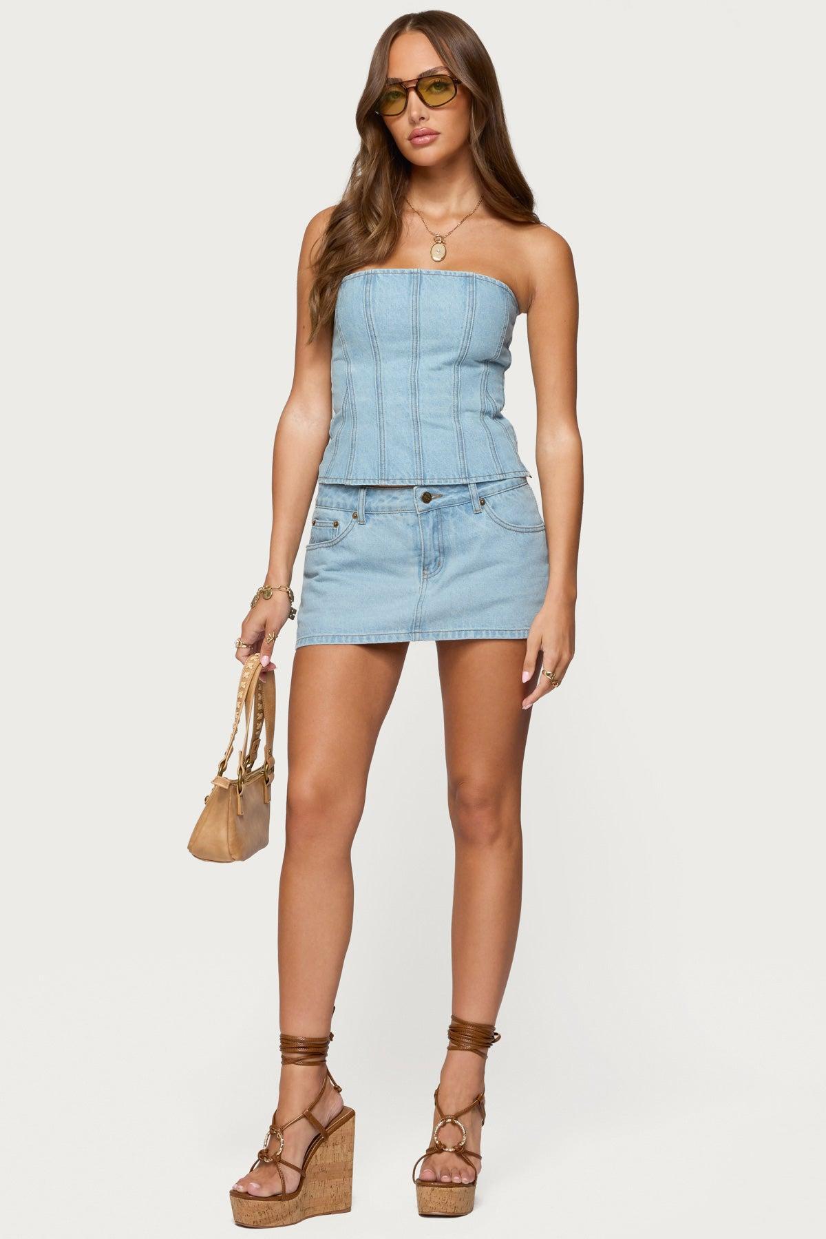 Camelia Denim Mini Skort Product Image