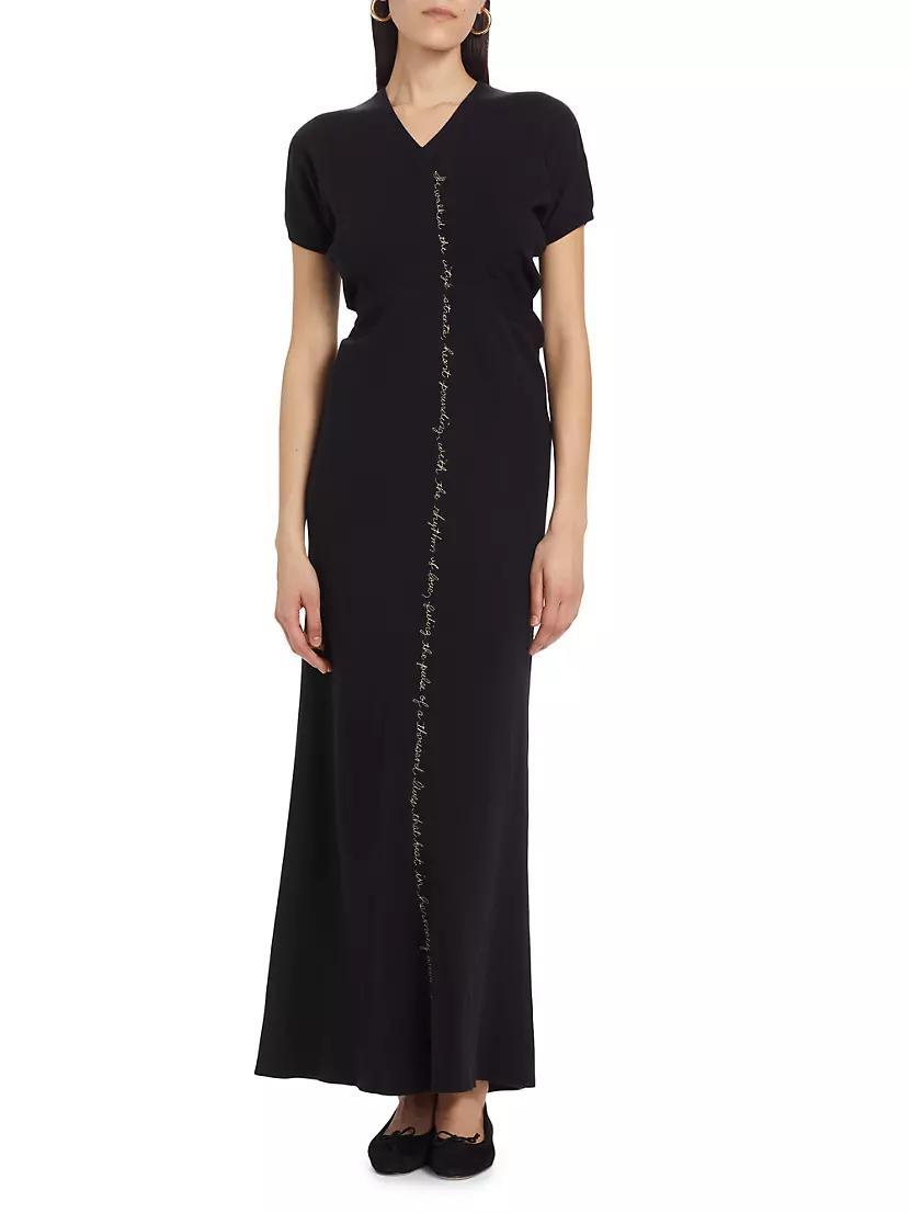 Jane Embroidered Knit Maxi Dress Product Image