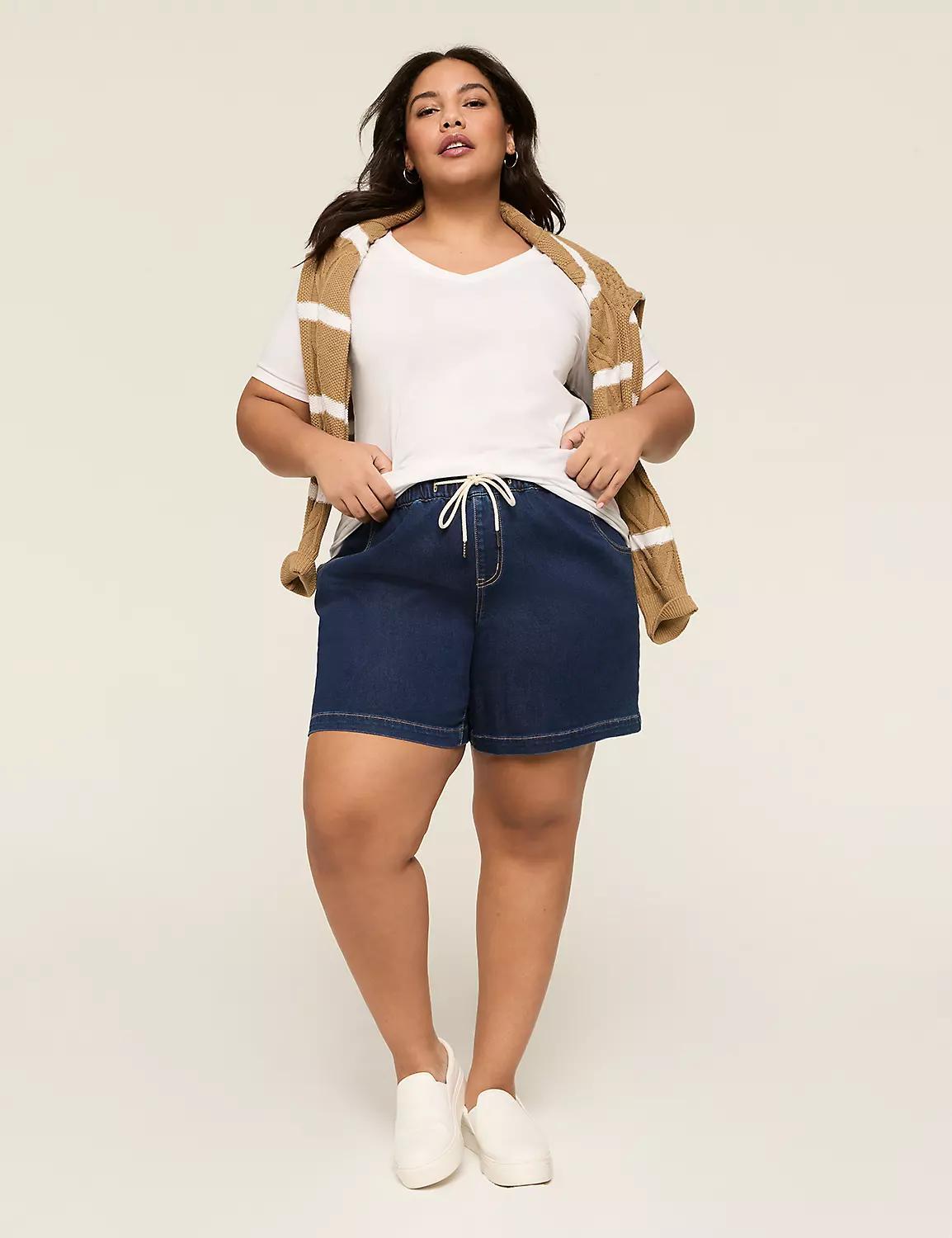 Pull-On Knit Denim Shorts - 5.5" Inseam Product Image