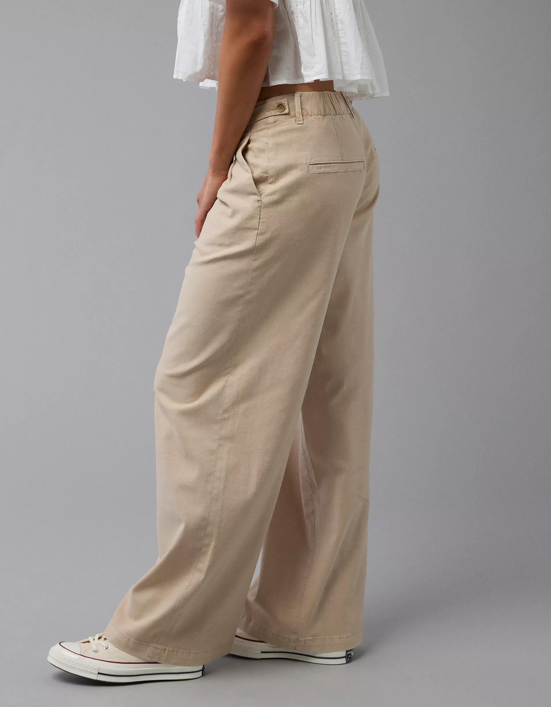 AE Stretch Linen-Blend High-Waisted Wide-Leg Trouser Product Image