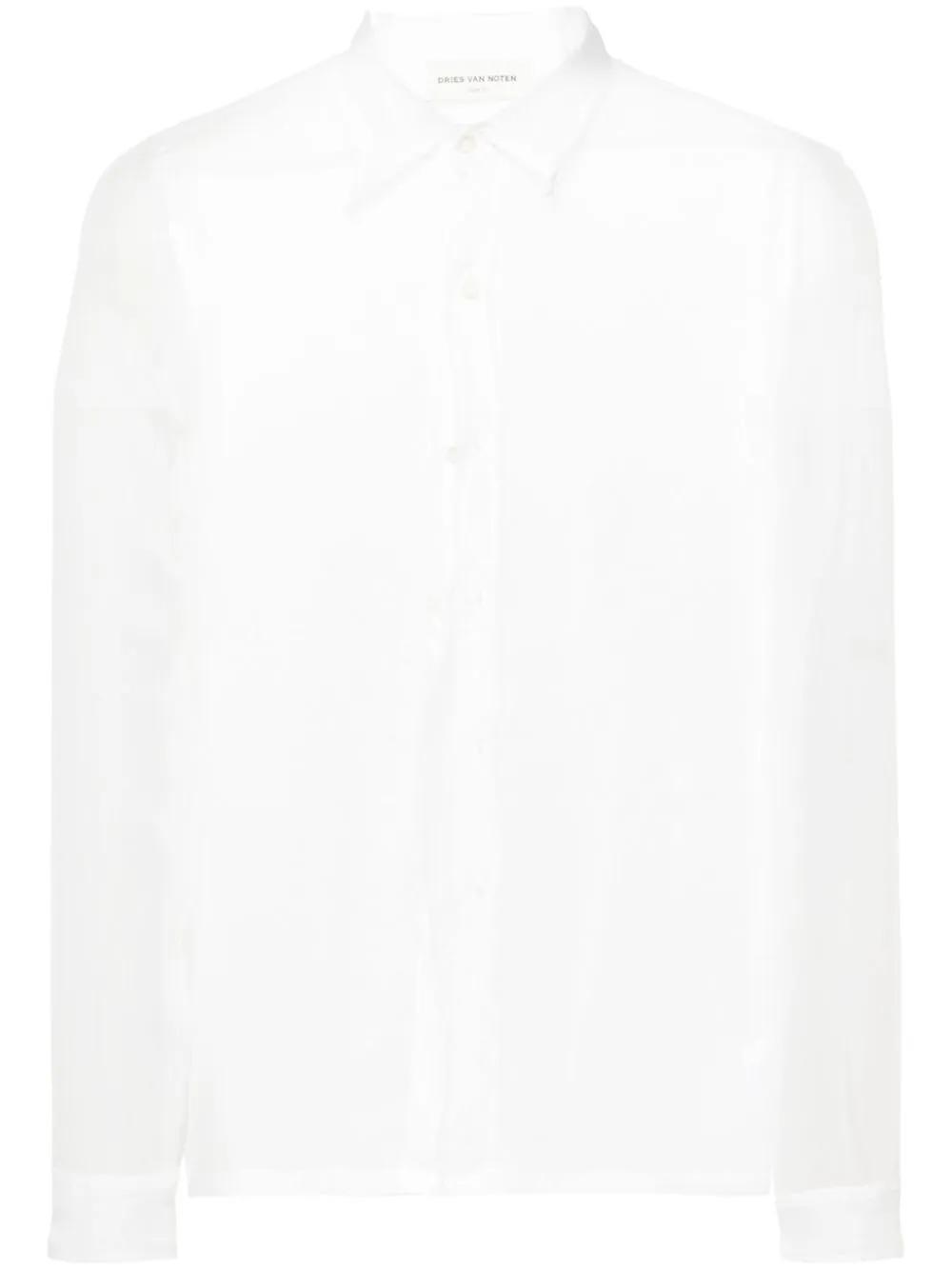 DRIES VAN NOTEN Silk Chiffon Shirt In White Product Image