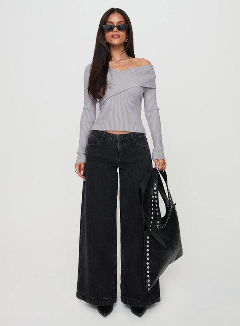 Nolia Long Sleeve Top Grey Product Image