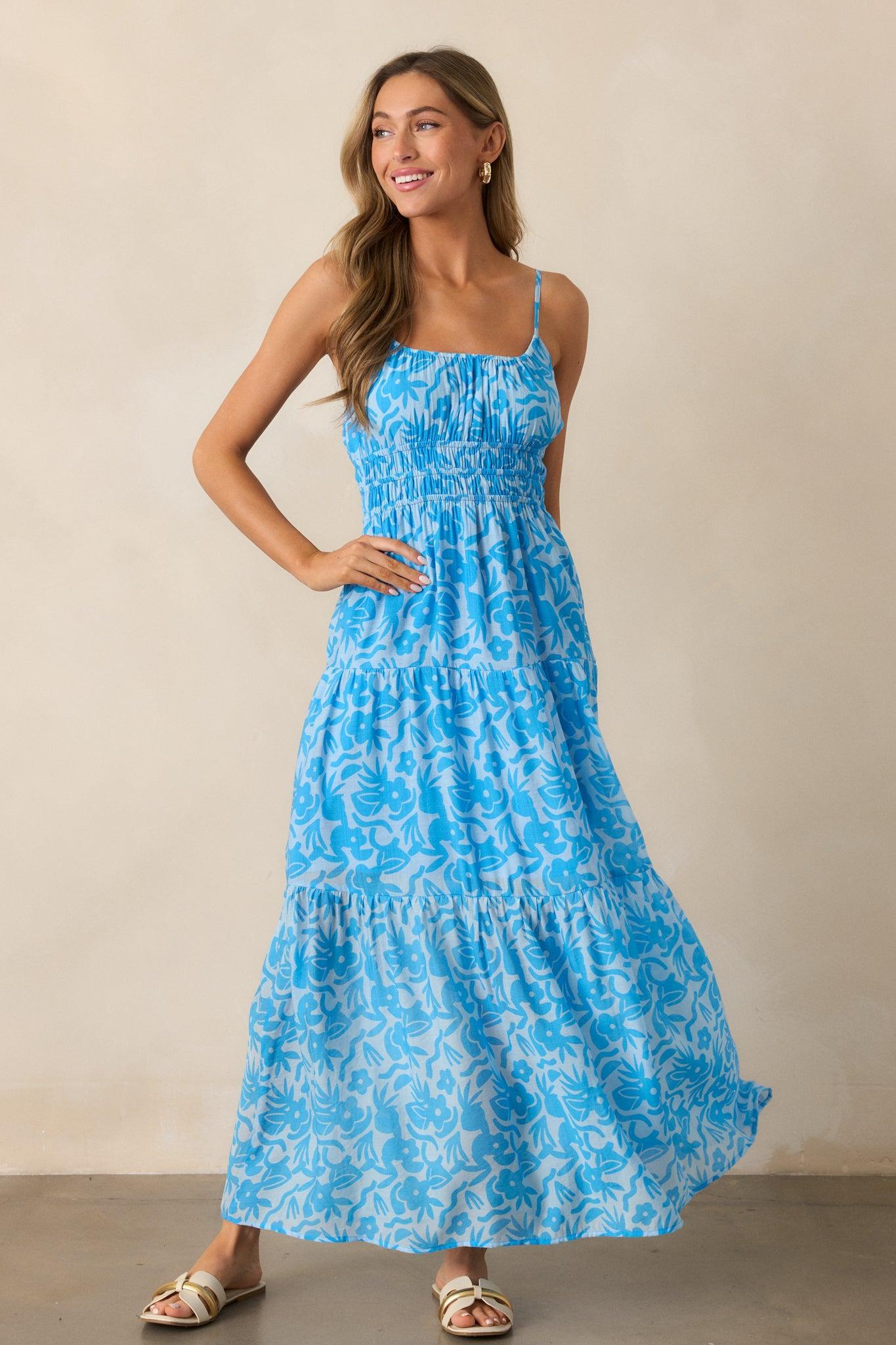 MINKPINK Enza Blue Floral Maxi Dress Product Image