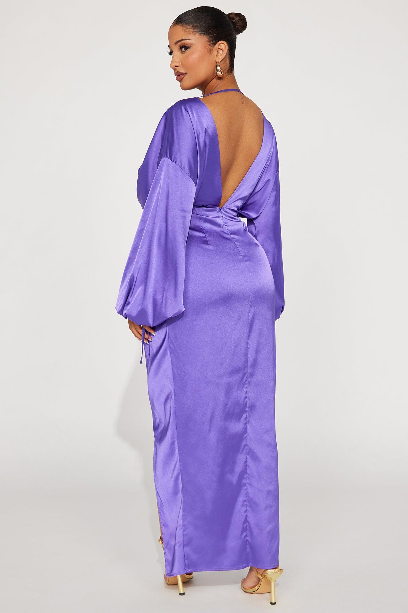 Leslie Satin Maxi Dress - Purple Product Image