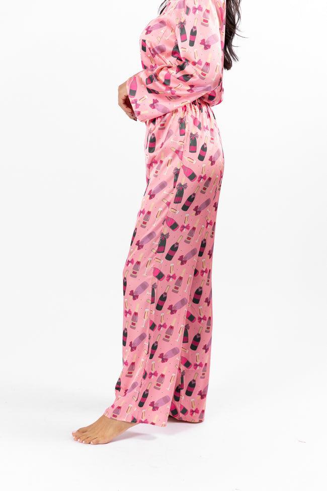 No Place Like Home Pink Silk Champagne Pajama Pants SALE Product Image