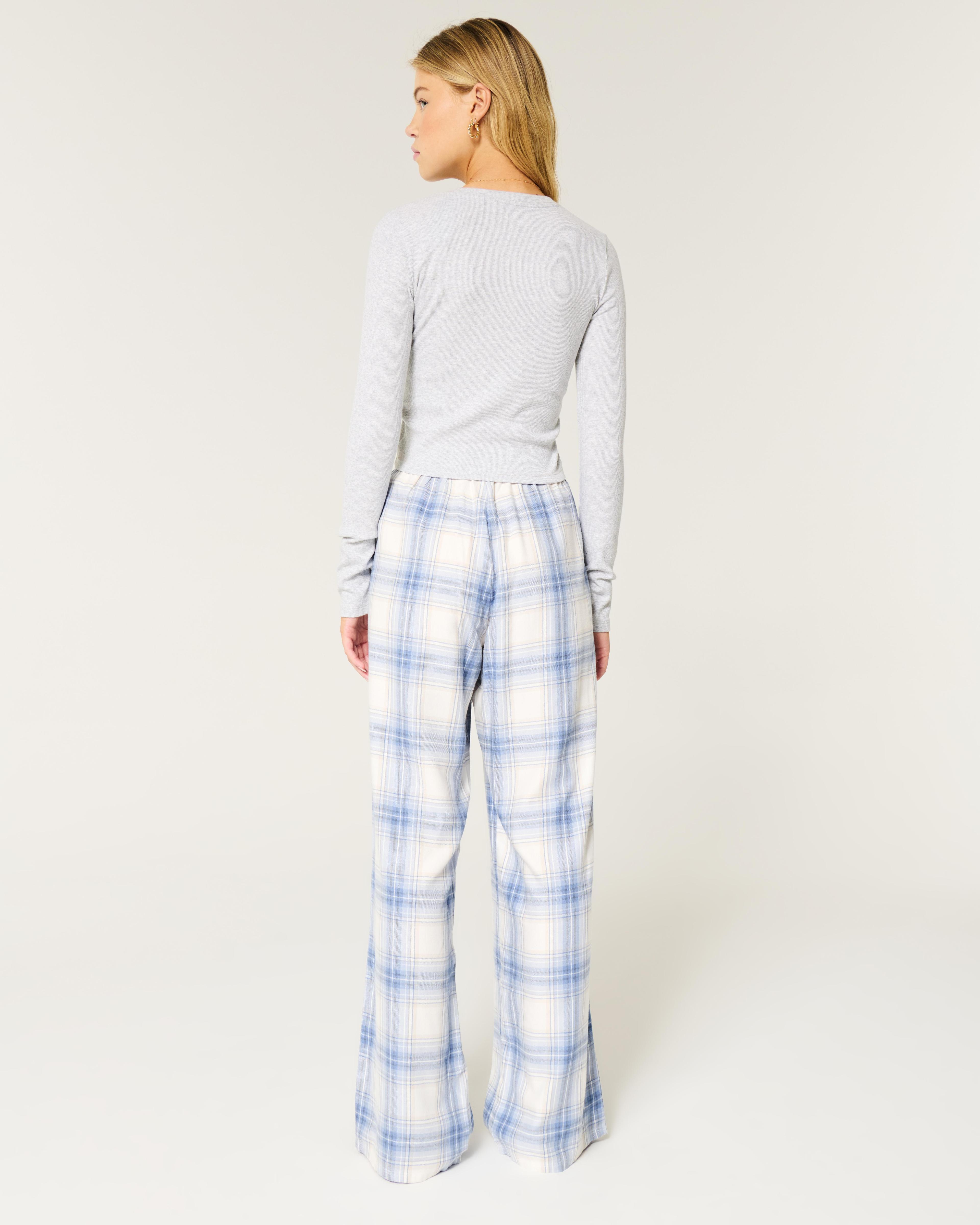 Long-Sleeve Graphic Tee & Flannel Pajama Pants Set Product Image