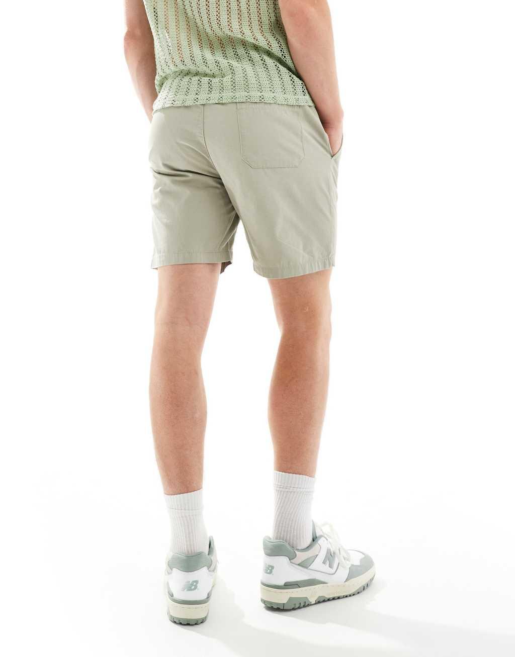 ONLY & SONS pull on twill shorts in sage Product Image
