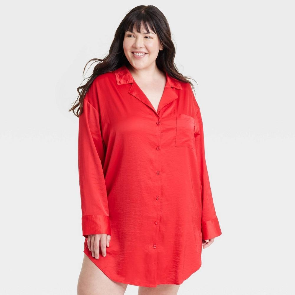 Women's Satin Notch Collar Nightgown - Auden™ Product Image