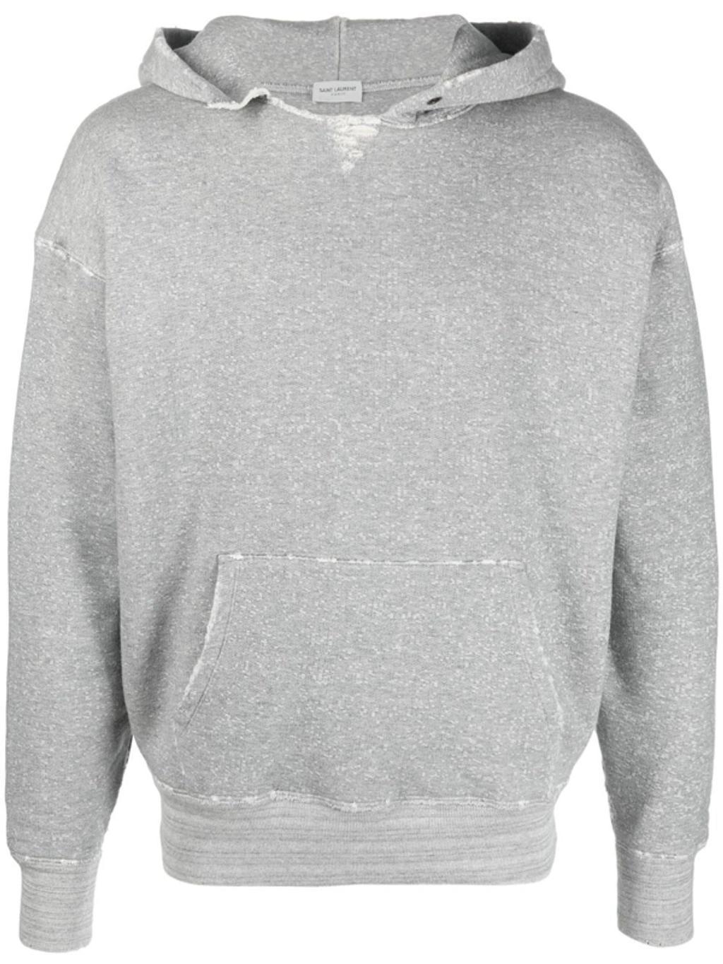 Ysl Universite Distressed Grey Hoodie In Gris Chine,gris Product Image