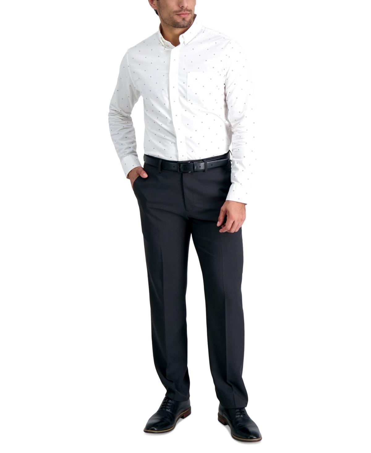 Men's Haggar® Premium Comfort Straight-Fit Flat-Front Dress Pants, Size: 30X30, Black Product Image