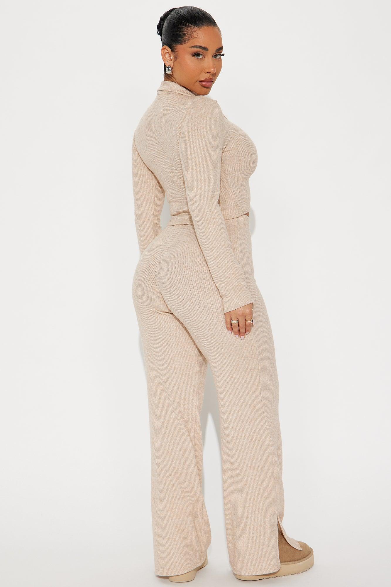 Off The Clock Cozy Pant Set - Oatmeal Product Image