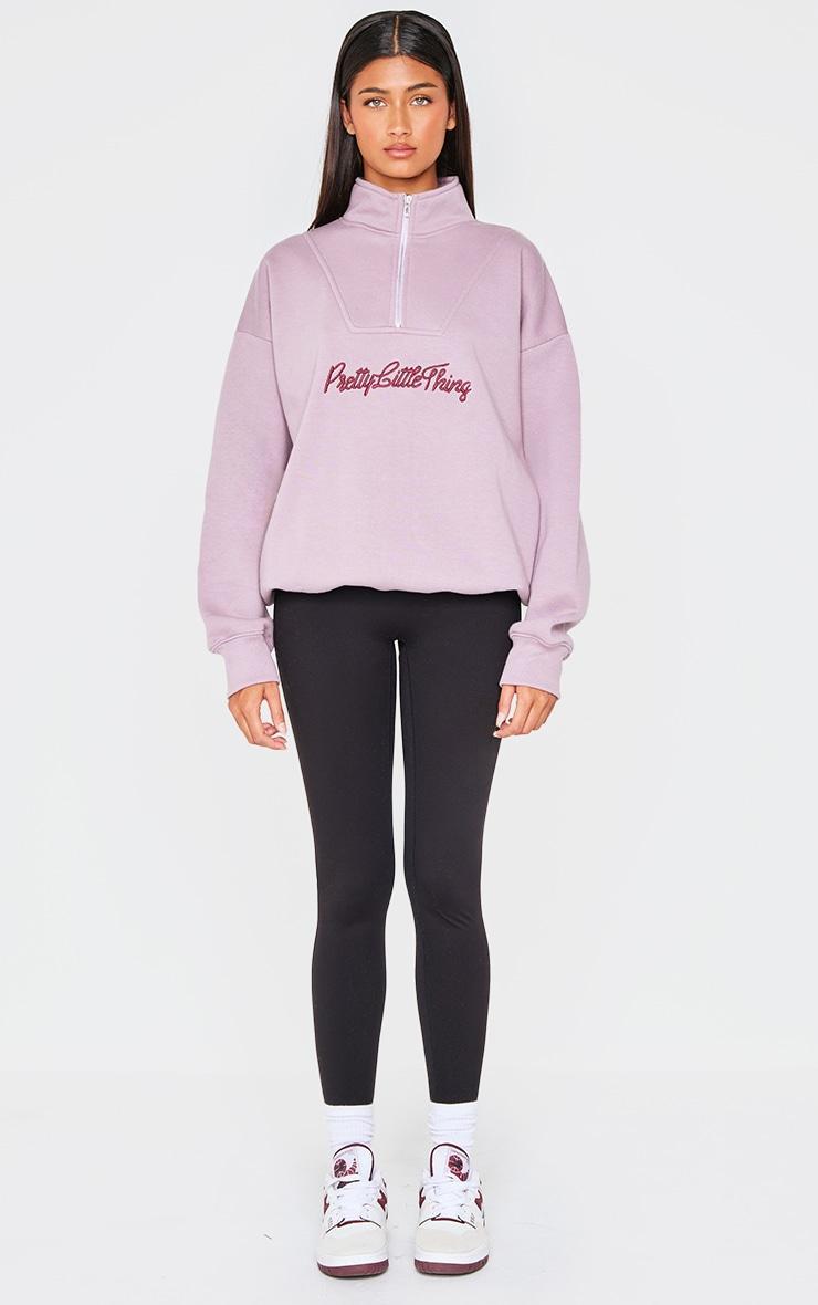 PRETTYLITTLETHING Mauve Half Zip Sweatshirt Product Image