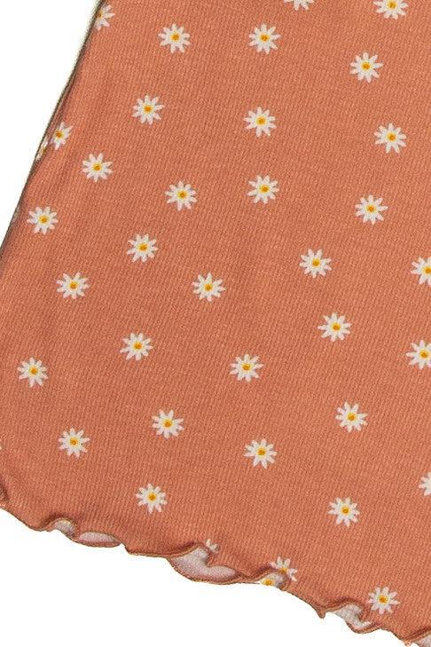 Peach Ditsy Floral Ribbed Tee Product Image