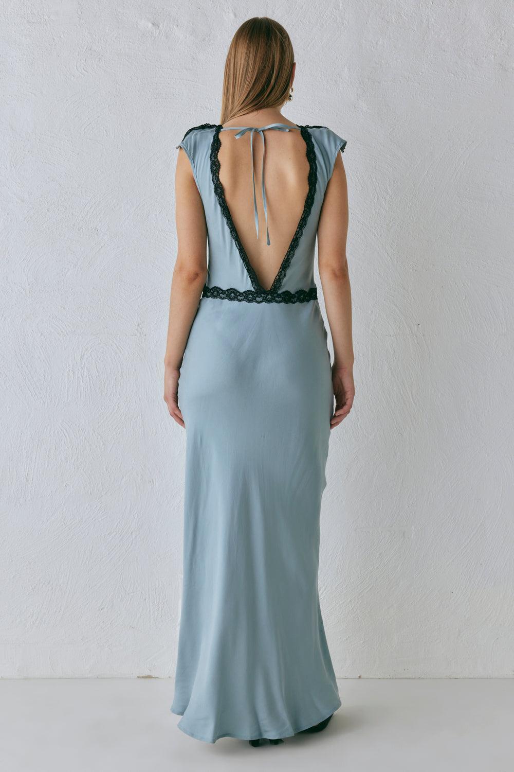 The Ivy Bias Cut Maxi Dress Steel Product Image