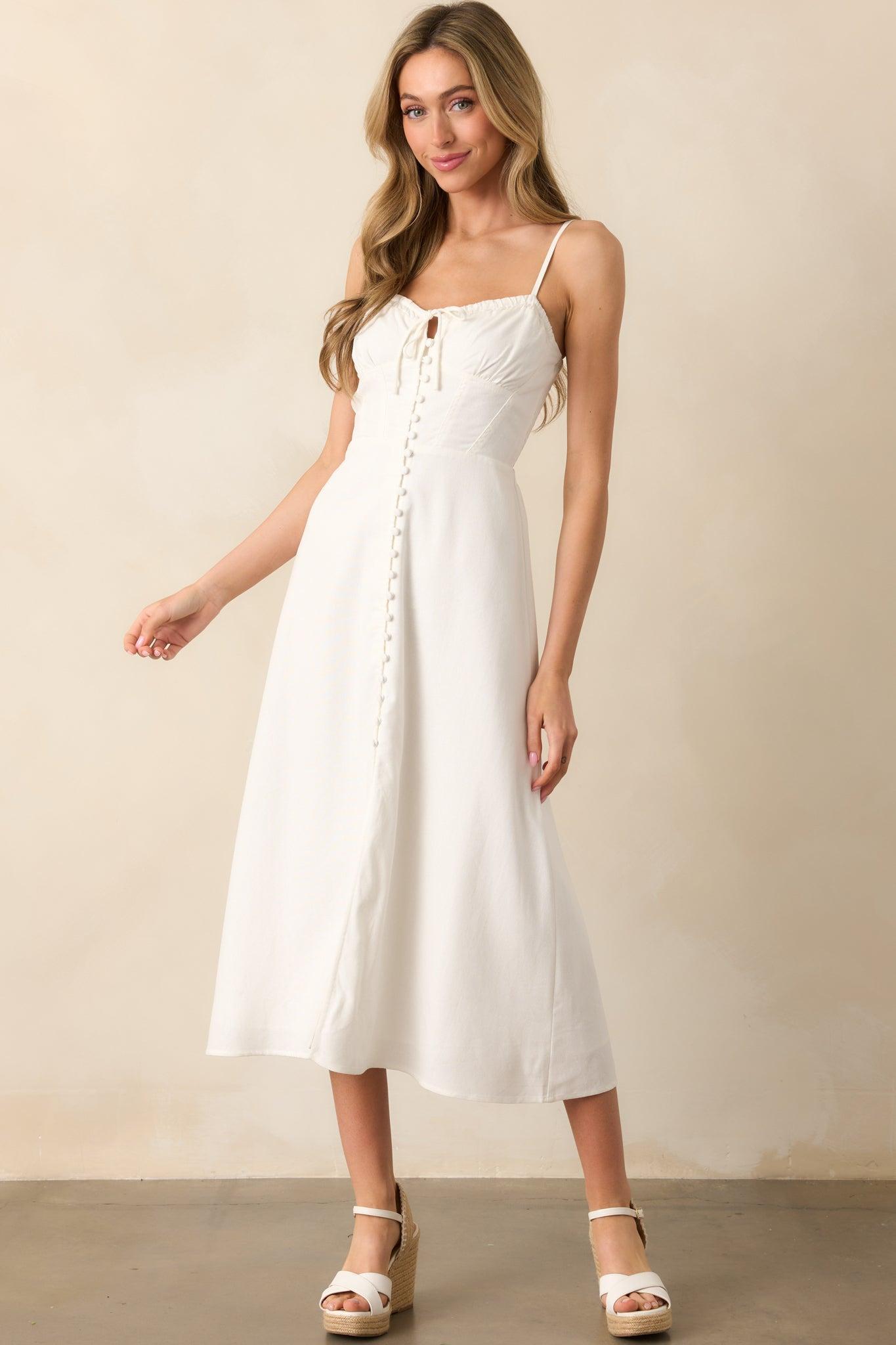 Tailor Made For You Ivory Button Front Maxi Dress Product Image