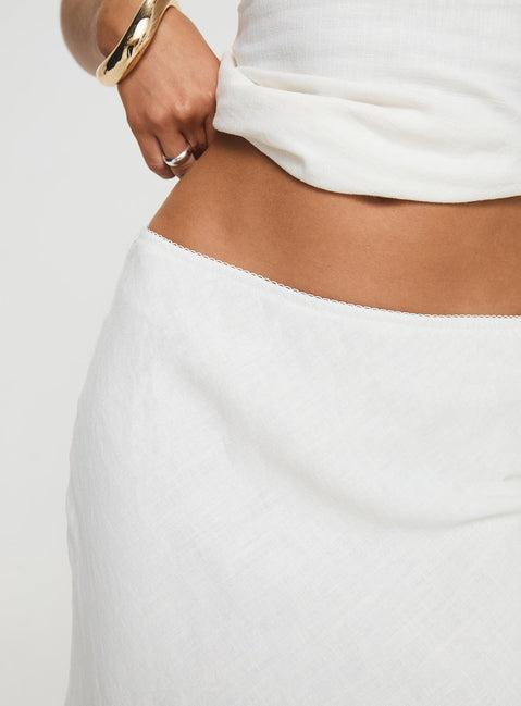 Ermias Linen Blend Midi Skirt White Product Image