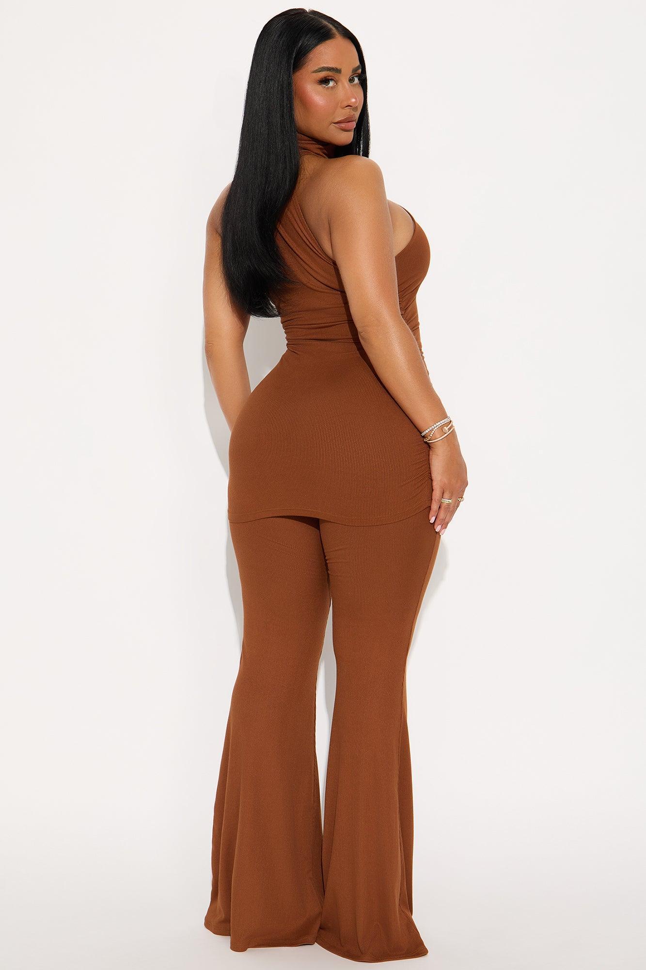 Sarina Ribbed Sleeveless Pant Set - Mocha Female Product Image